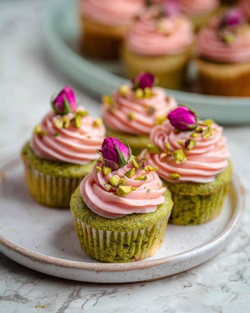 Vegan Mini Rose and Pistachio Cupcakes Recipe