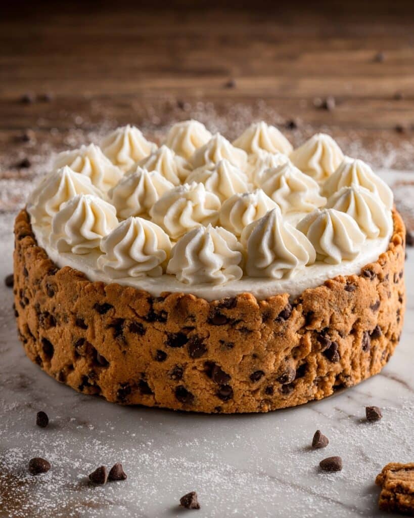 Chocolate Chip Cookie Cake with Vanilla Buttercream Frosting Recipe