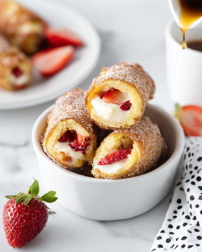 French Toast Roll-Ups with Cream Cheese and Strawberries Recipe