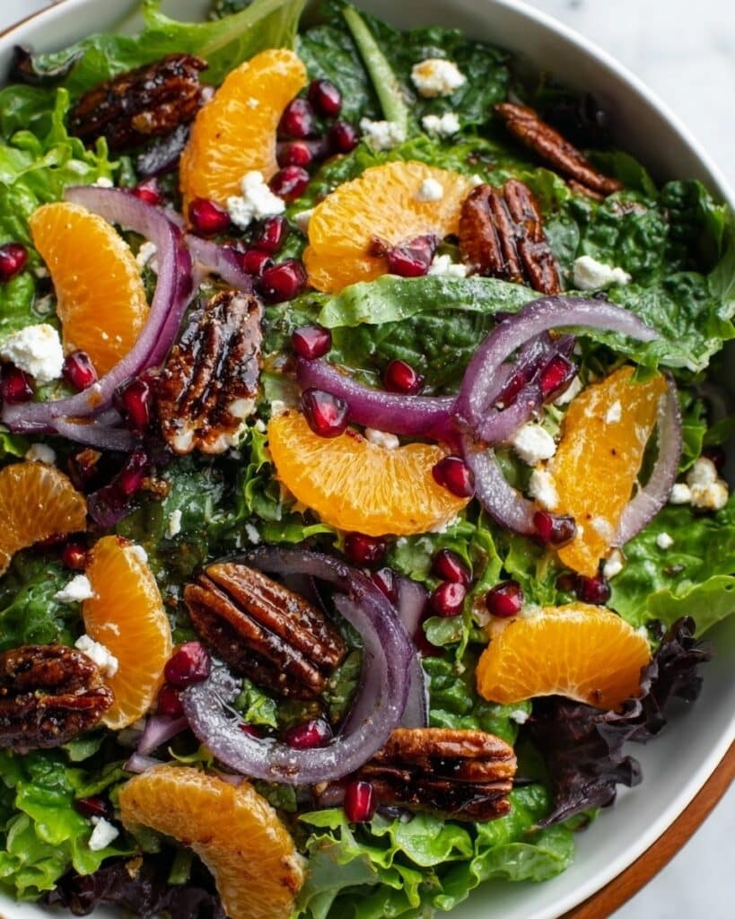 Festive Citrus Pomegranate Salad with Feta and Candied Pecans Recipe