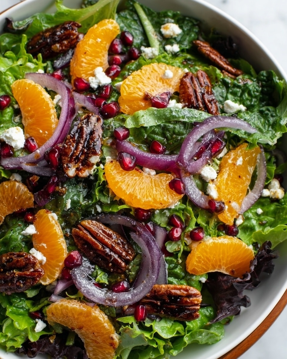 Festive Citrus Pomegranate Salad with Feta and Candied Pecans Recipe