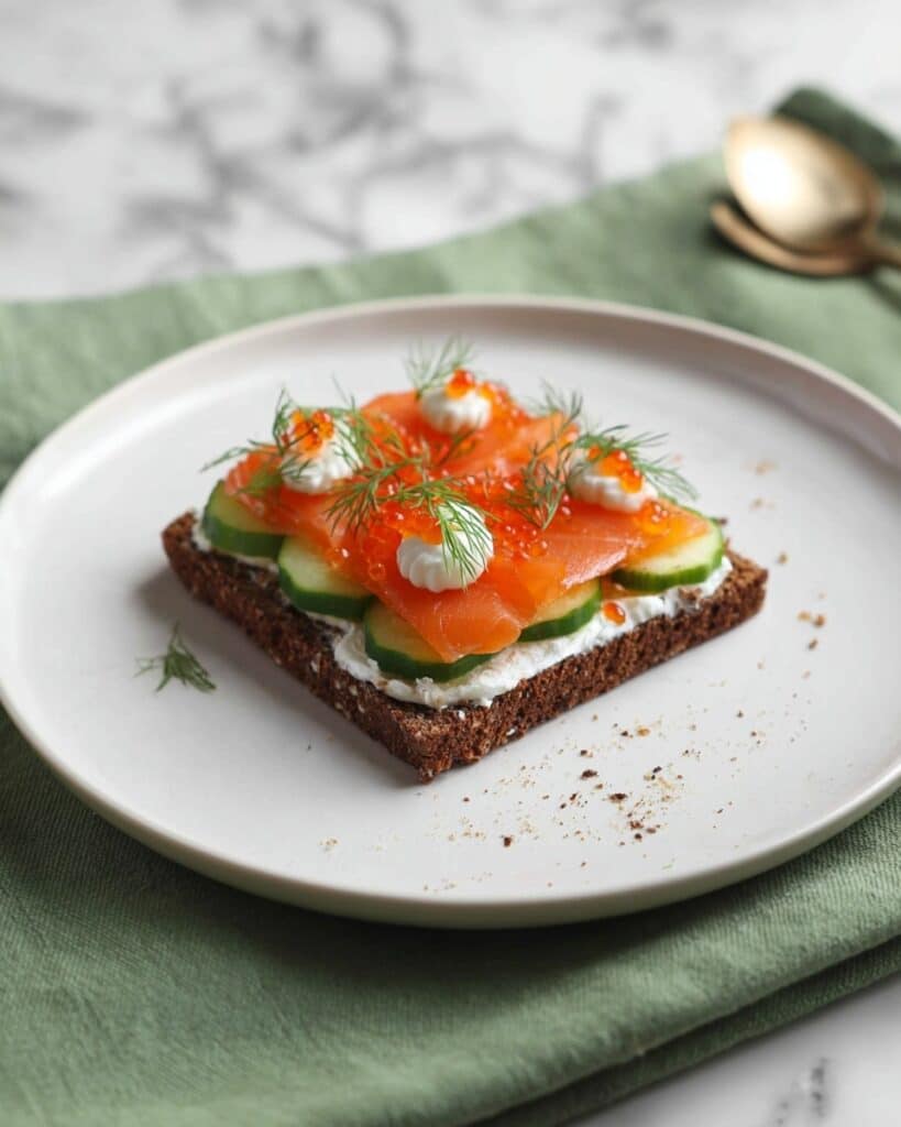 Vegan Smoked Salmon on Rye with Pickled Cucumber and Caviar Recipe