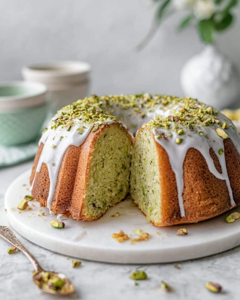 Coconut and Pistachio Pudding Cake Recipe