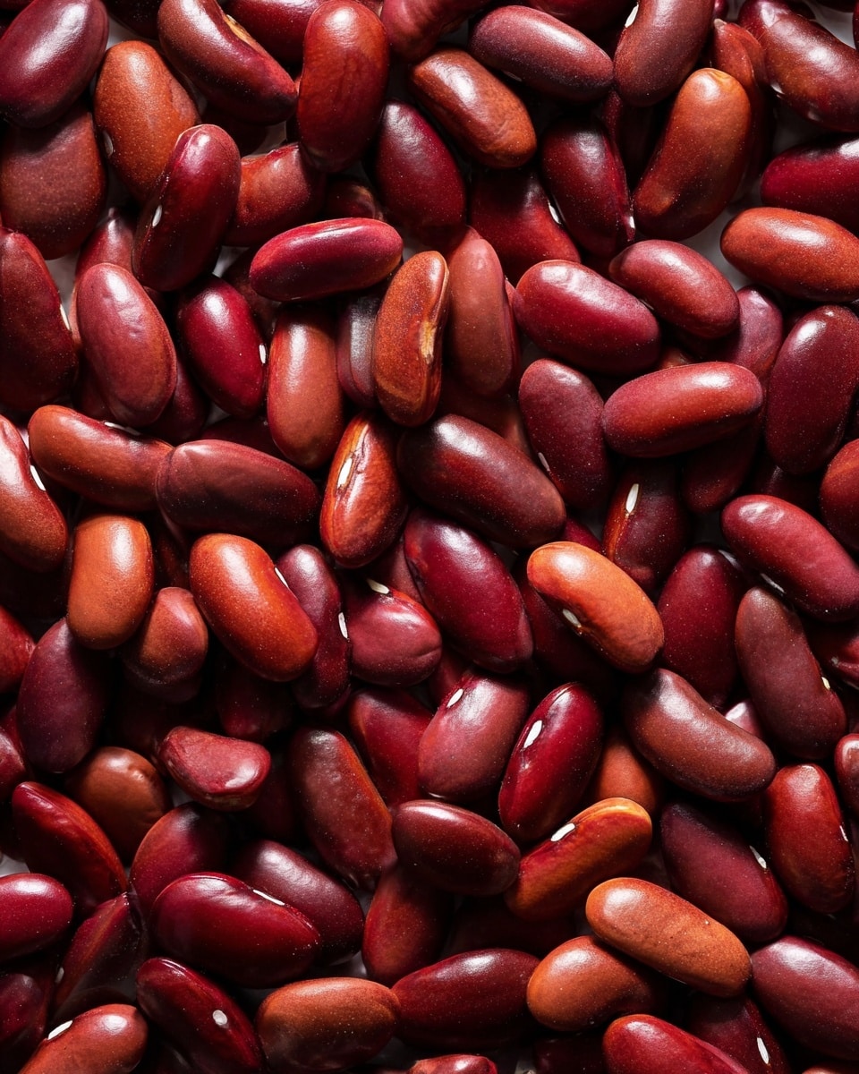 Close-up view of many red kidney beans filling the whole frame, showing their smooth, shiny surfaces with slight color variations from deep red to brownish-red. The beans are piled tightly together on a white marbled texture, highlighting their curved, elongated shapes and small white marks on some. The lighting emphasizes the smooth texture and slight glossiness on each bean, creating a rich and natural look. photo taken with an iphone --ar 4:5 --v 7