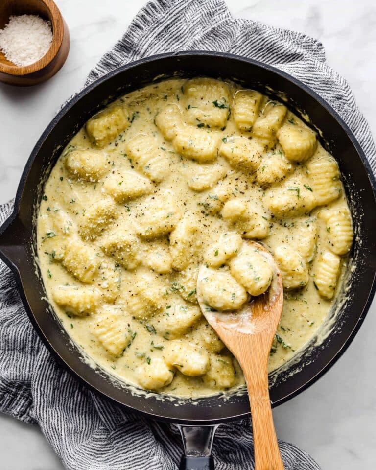 Homemade Gnocchi with Pesto Cream Sauce Recipe