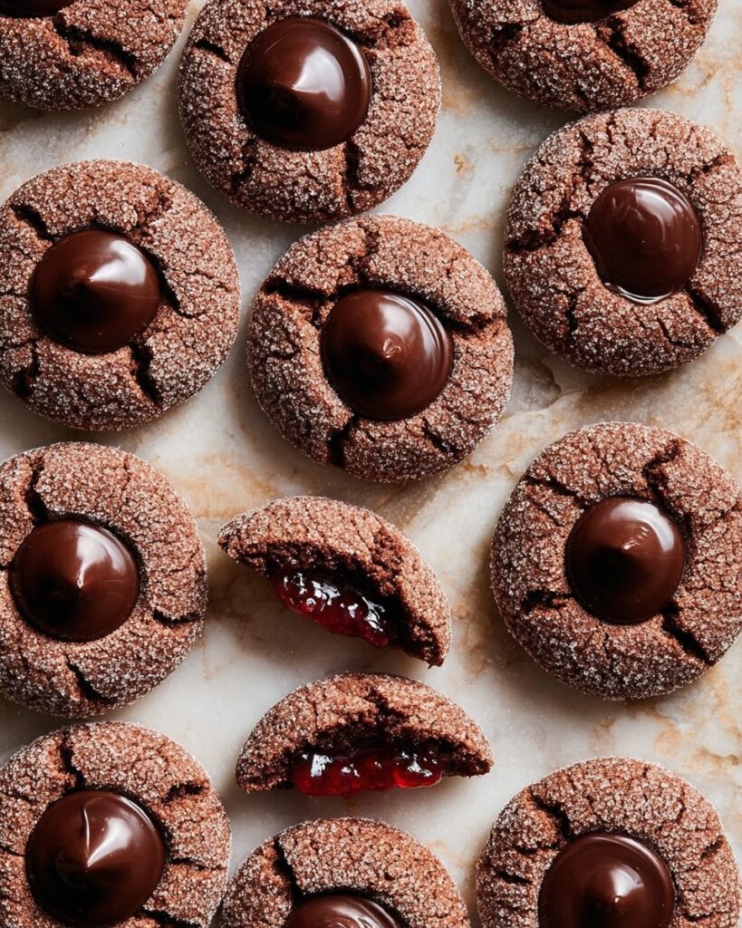Double Chocolate Thumbprint Cookies with Ganache and Berry Preserves Recipe