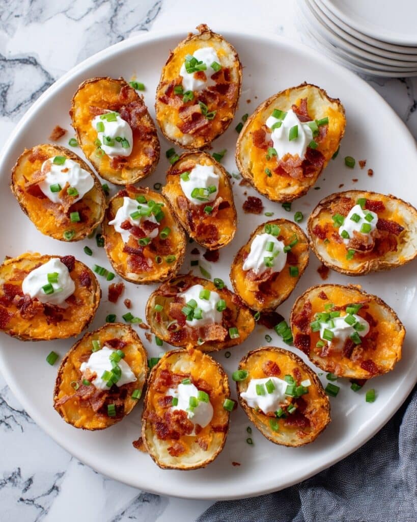 Crispy Oven-Baked Potato Skins with Cheddar, Bacon, and Green Onions Recipe
