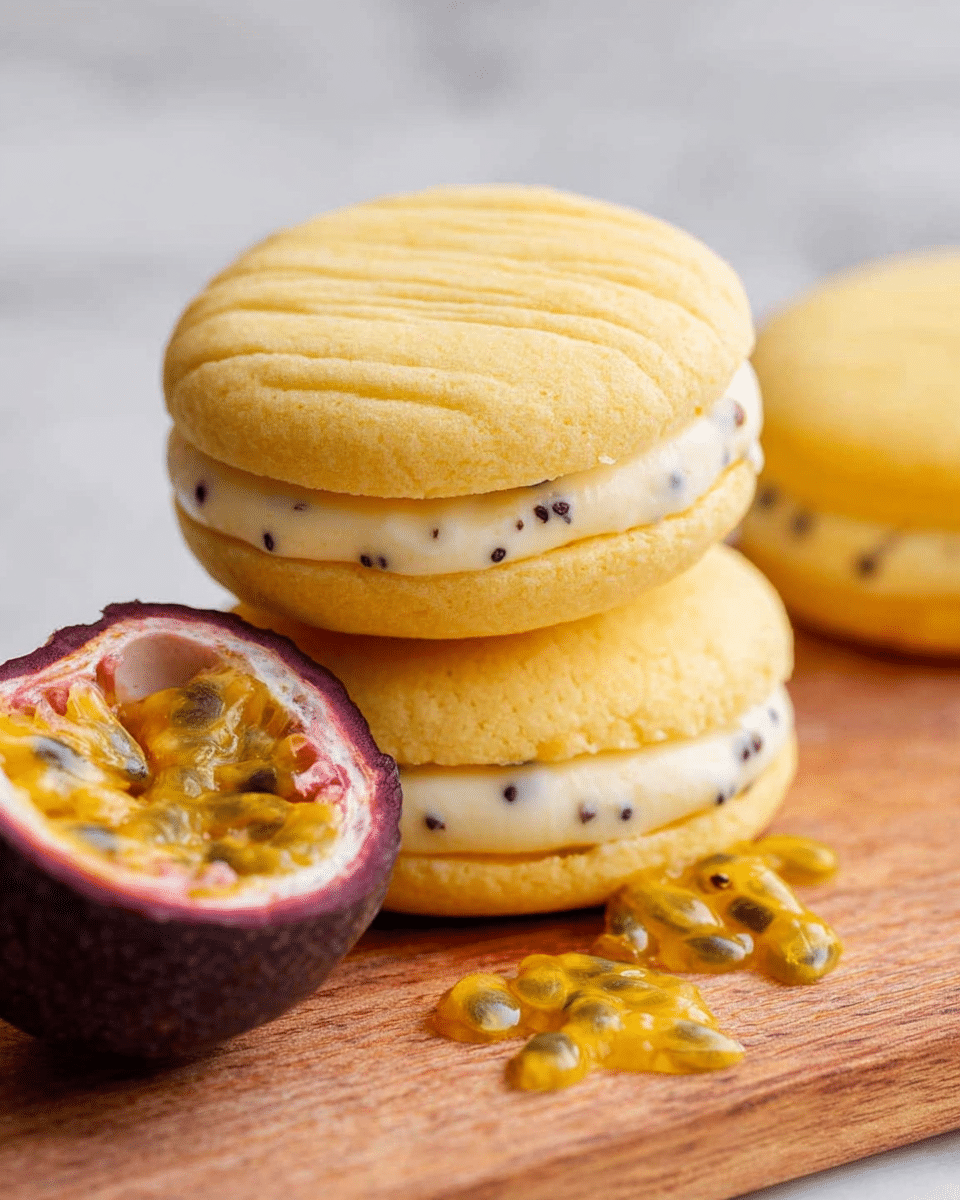 The image shows several sandwich cookies with two light golden yellow rounds with a textured top layer marked by fork lines, sandwiching a thick, creamy white filling in the middle layer. Around the cookies, there are small white chamomile flowers with yellow centers and green stems, and thin lemon wedges adding bright yellow accents. The cookies sit on a white marbled texture surface with soft, natural lighting that highlights the smooth, creamy texture of the filling and the slightly crumbly tops of the cookie layers. Photo taken with an iphone --ar 4:5 --v 7