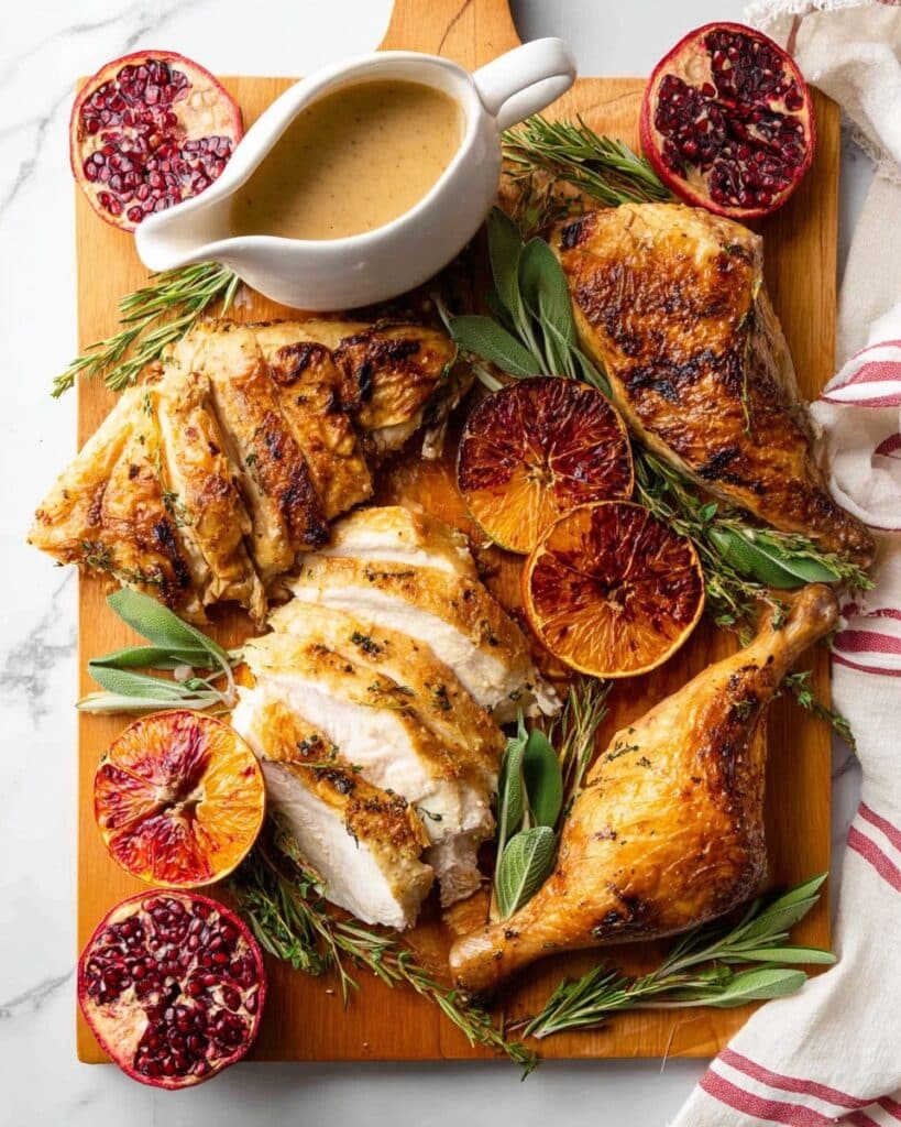 Blood Orange Roasted Christmas Turkey with Herb Butter and Festive Garnishes Recipe