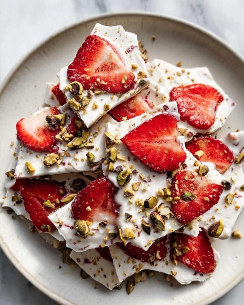 Frozen Yogurt Bark with Strawberries and Pistachios Recipe