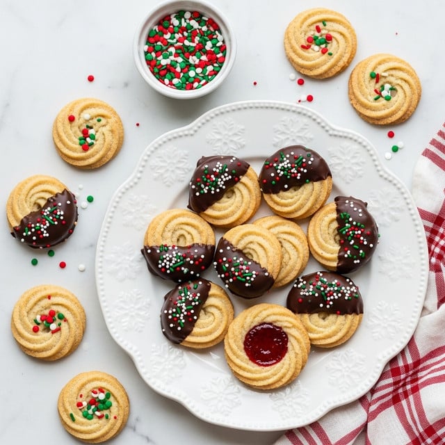 Butter Cookies with Chocolate, Cherries, and Sprinkles Recipe
