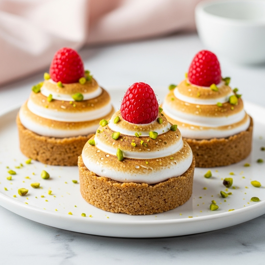 Raspberry Tartlets with Pistachio Crust and Toasted Meringue Recipe