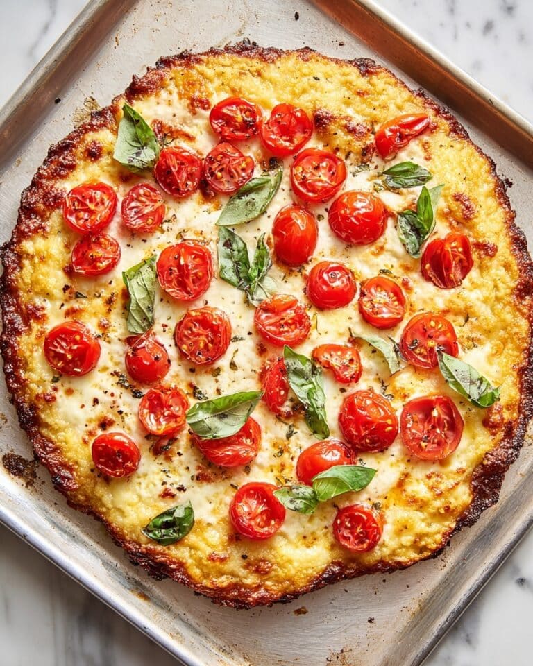 Cauliflower Pizza Crust with Cherry Tomatoes, Basil, and Balsamic Glaze Recipe