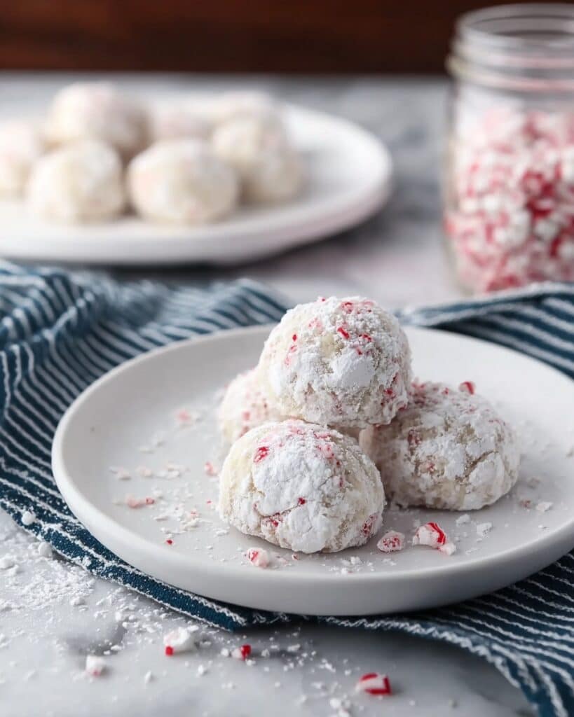 Peppermint Crunch Snowball Cookies Recipe