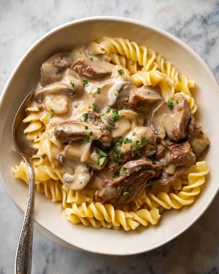 Creamy Beef Stroganoff with Mushrooms and Pasta Recipe