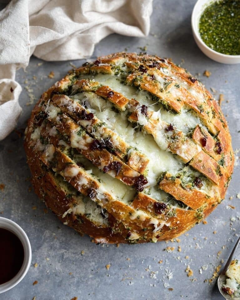 Cheesy Pesto Sundried Tomato Pull Apart Bread Recipe