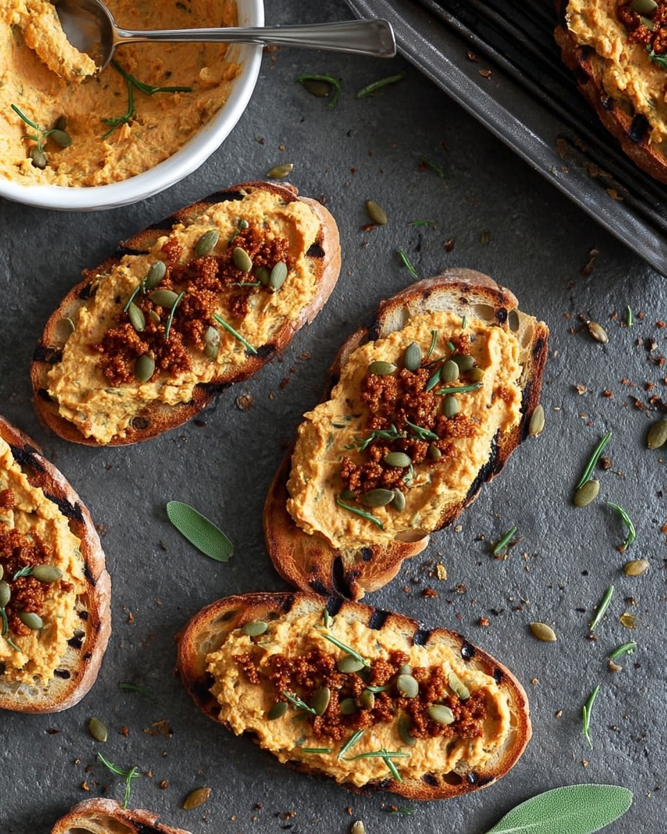 Pumpkin Ricotta Grilled Toasts with Chorizo, Sage, and Toasted Pepitas Recipe