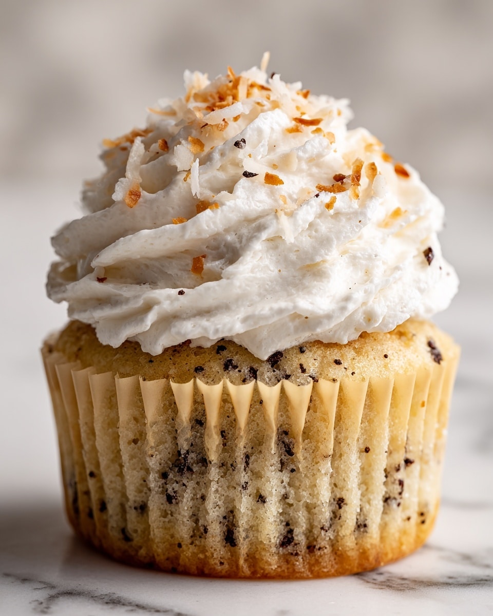 Vanilla Bean Mini Chocolate Chip Cupcakes with Coconut Cream Cheese Frosting Recipe