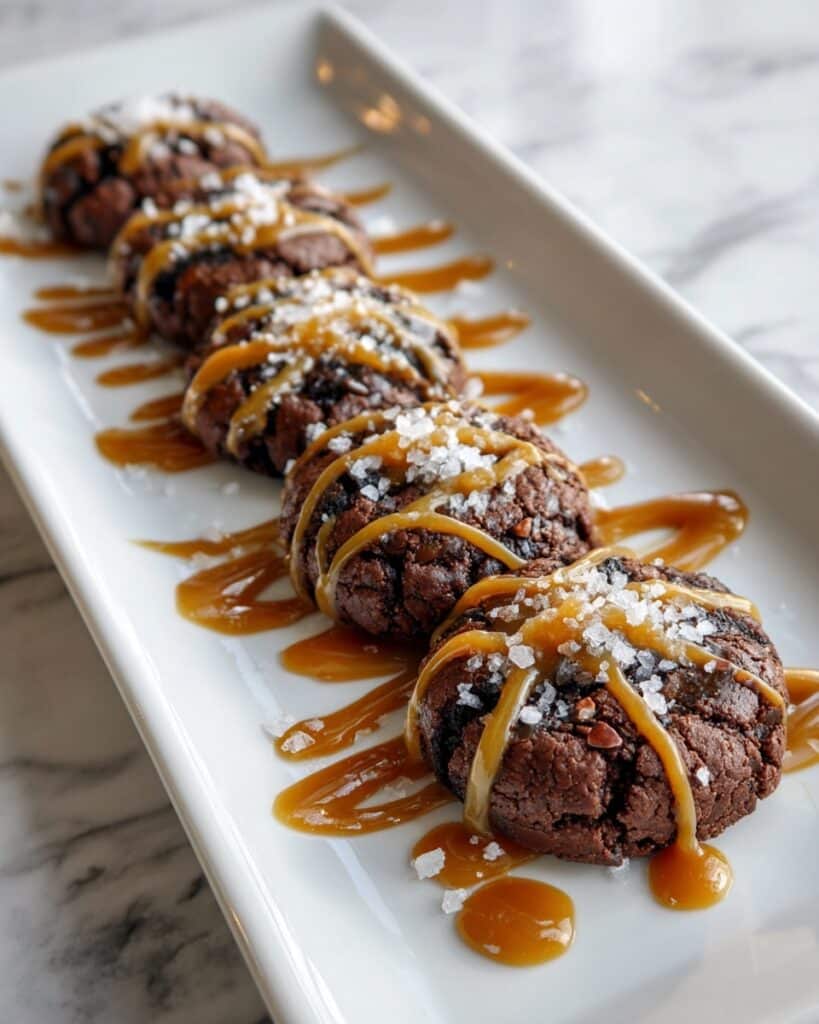 Double Chocolate Chip Cookies with Salted Caramel Drizzle Recipe