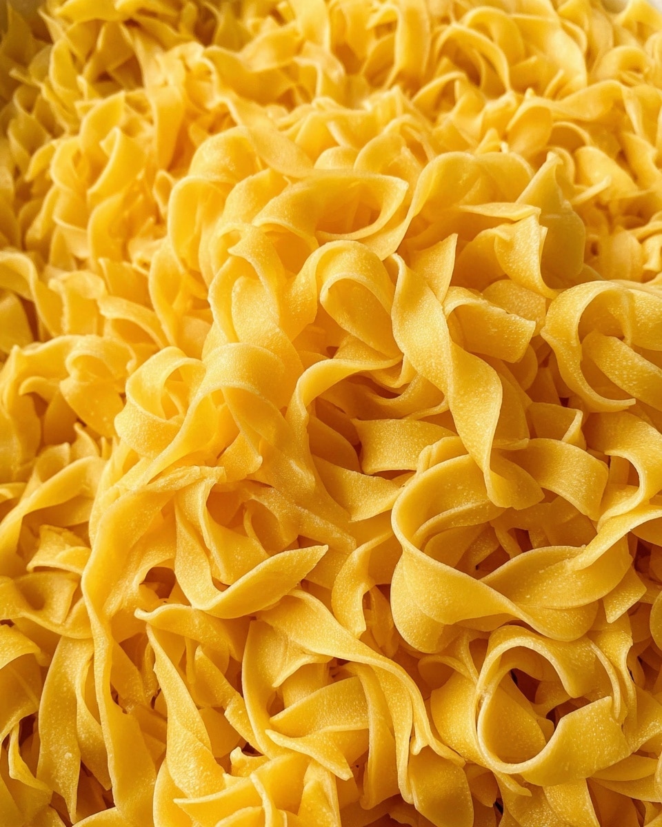 The image shows a close-up of cooked egg noodles, piled together in a large mass. The noodles have a bright yellow color with a slightly shiny, smooth, and soft texture, showing gentle curves and folds typical of egg noodles. No additional layers or toppings are visible, just the uniform noodle texture. The background is a white marbled texture. Photo taken with an iphone --ar 4:5 --v 7