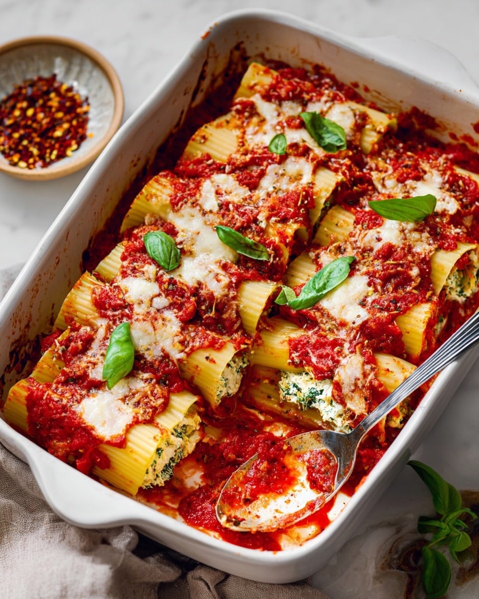 Three-Cheese and Spinach Manicotti Recipe