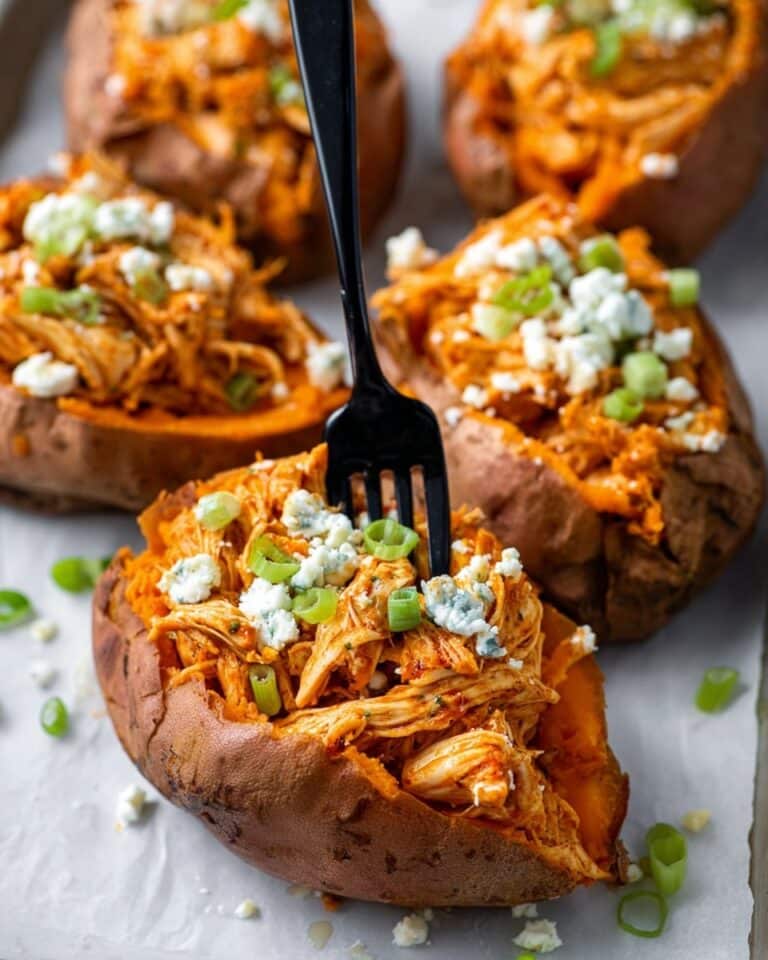 Buffalo Chicken Stuffed Sweet Potatoes Recipe