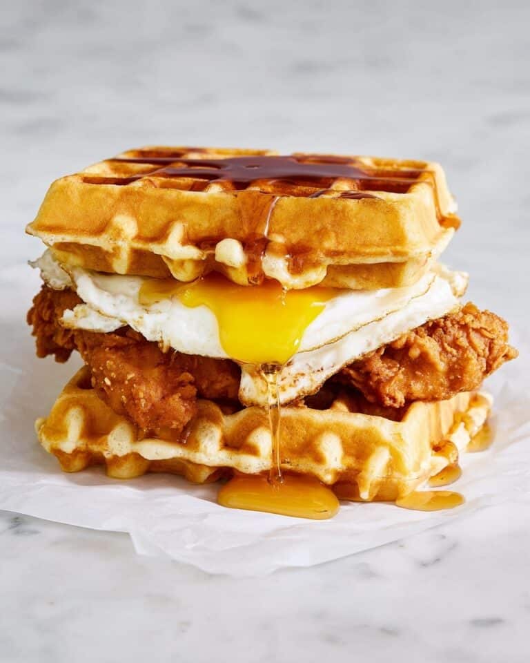 Chicken & Waffle Breakfast Sandwich with Hot Honey Recipe