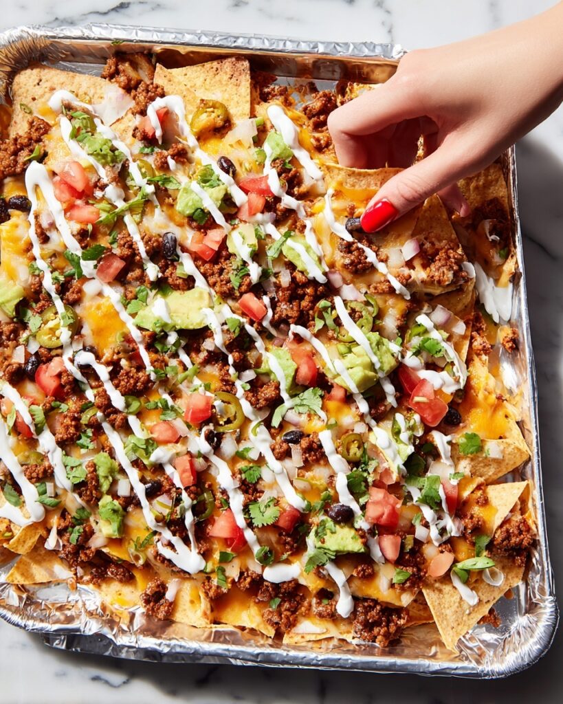 Loaded Beef and Bean Nachos with Fresh Toppings Recipe