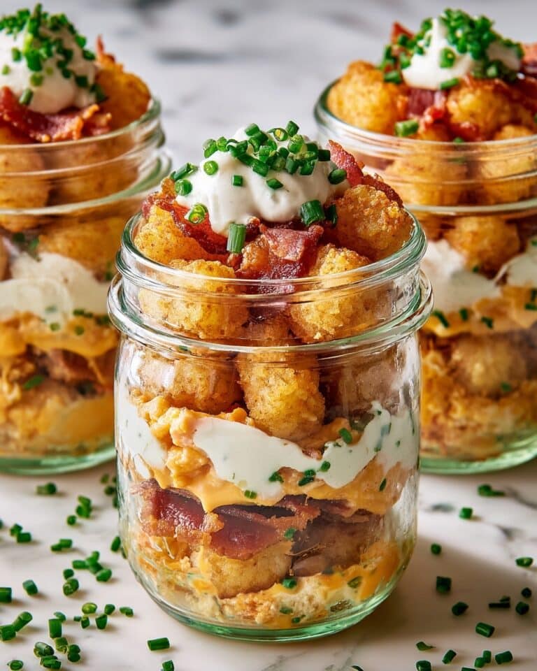 Tailgate Tots with Cheddar, Bacon, and Chive Layers Recipe