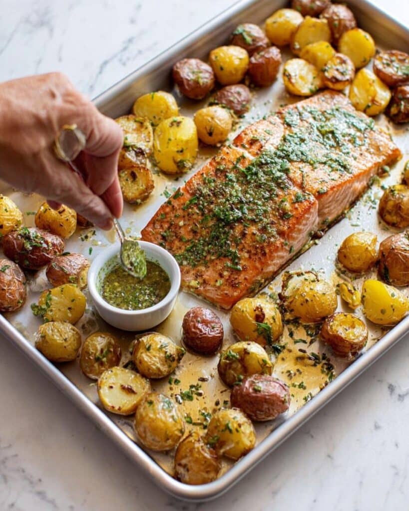 Sheet Pan Salmon with Dill Potatoes Recipe
