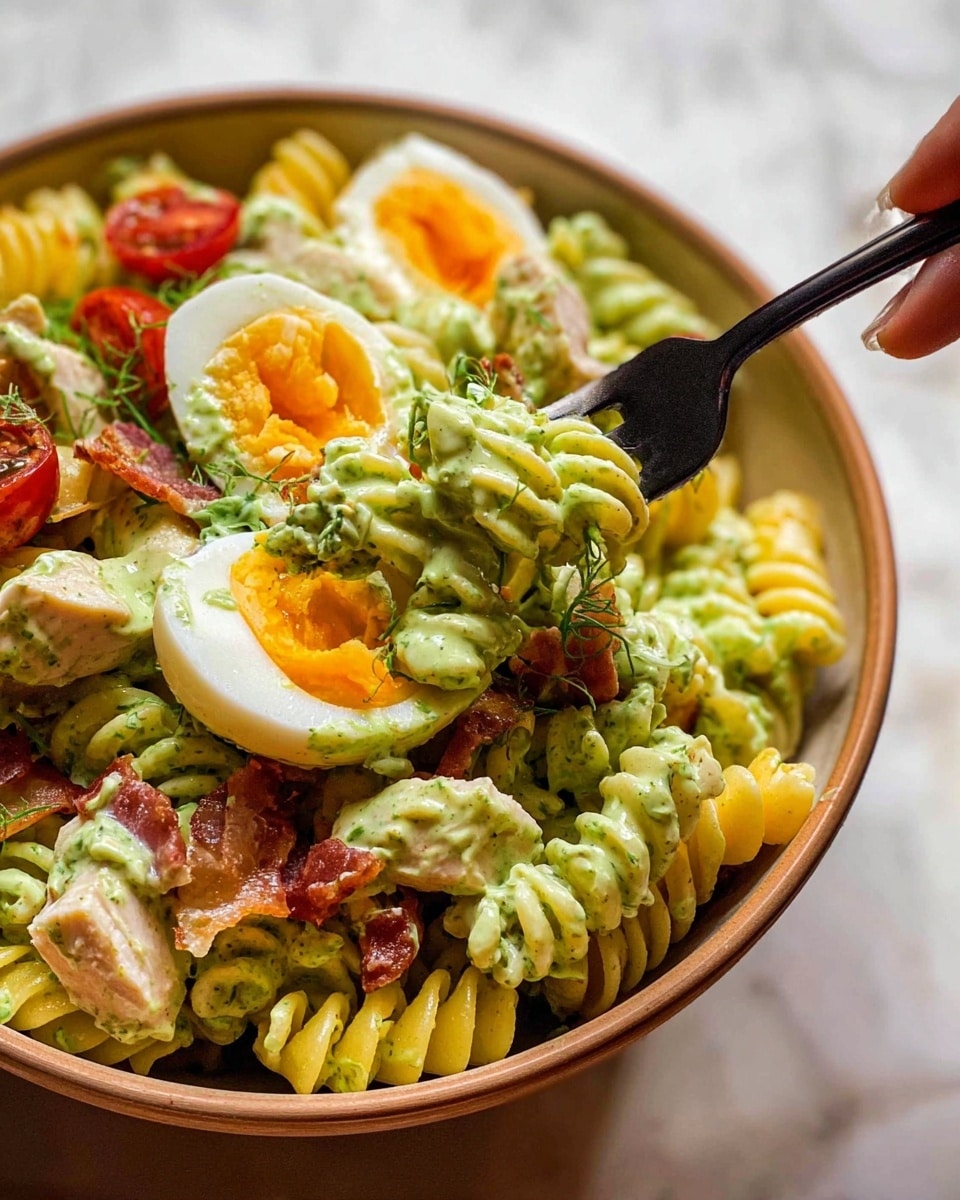 The close-up image shows a colorful layered salad arranged on a white plate resting on a white marbled surface. The bottom layer consists of pale yellow small whole potatoes with a smooth texture, surrounded by vibrant green string beans placed near the edges. Atop the potatoes and beans are broken chunks of light brown shredded tuna with a flaky texture and scattered halves of hard-boiled eggs with bright yellow yolks and white firm edges. Bright red tomato wedges and glossy black olives add pops of color around the plate. Fresh green parsley leaves are placed over the top as garnish. A spoon held by a woman's hand pours light yellow dressing onto the center of the salad, creating a slight shine on the potatoes and tuna. The salad looks fresh and appetizing, with contrasting colors and textures well layered. photo taken with an iphone --ar 4:5 --v 7