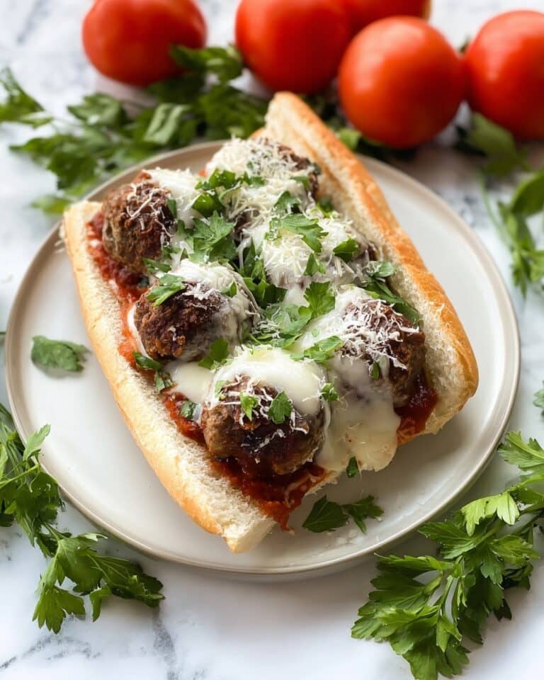 Meatball Sandwich with Marinara and Melted Cheese Recipe
