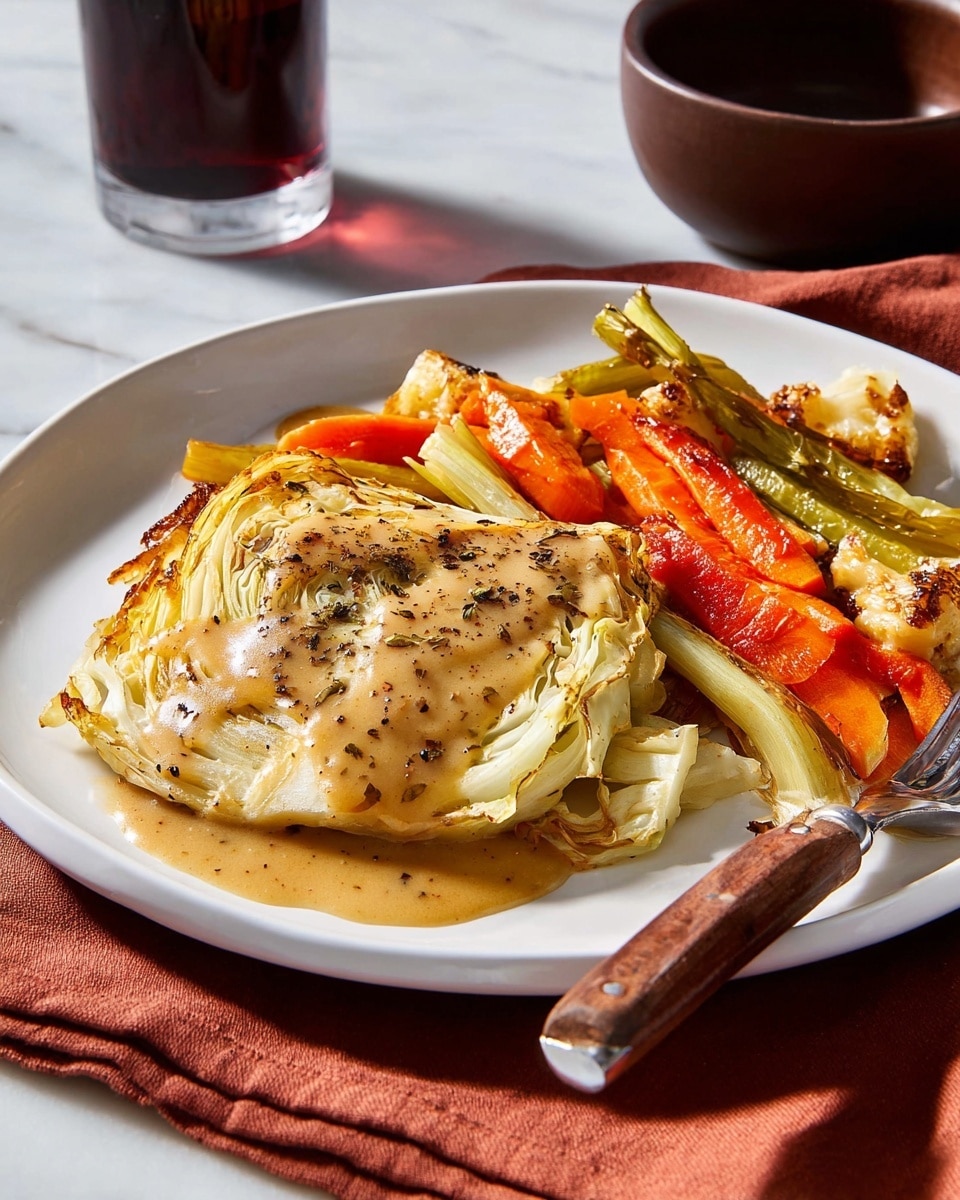 Whole Roasted Cabbage with Herb-Infused Gravy Recipe