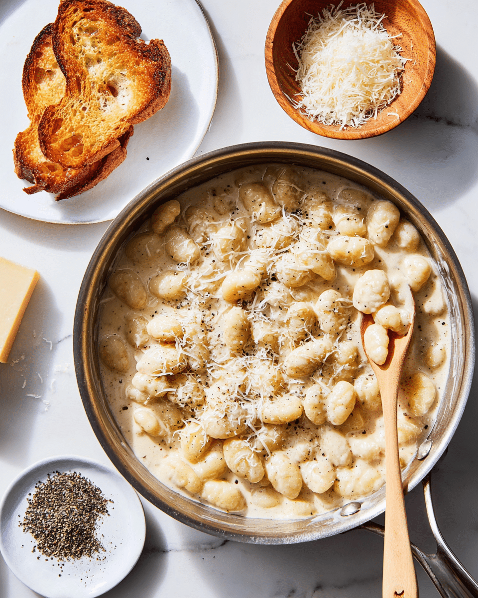 A close-up of a dish with a thick layer of creamy white beans covered in a light beige sauce, sprinkled with small shreds of white cheese and coarse ground black pepper. On one side, there is a piece of golden-brown crispy toast with a textured surface partially under the beans, all arranged in a white bowl. The bowl sits on a white marbled surface. photo taken with an iphone --ar 4:5 --v 7