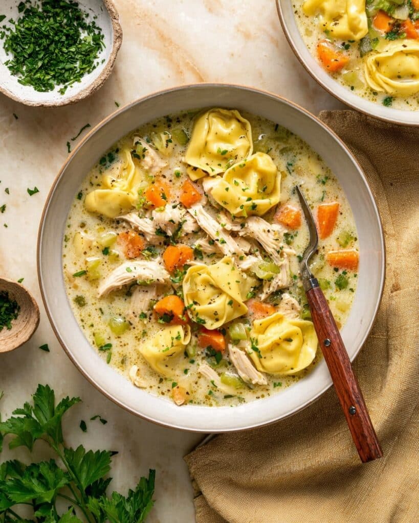 Creamy Chicken Tortellini Soup (Slow Cooker Option) Recipe