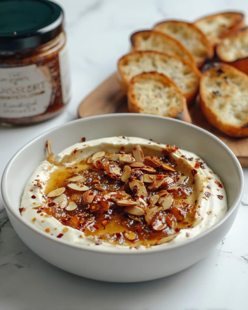 Fig and Goat Cheese Dip with Caramelized Almonds Recipe