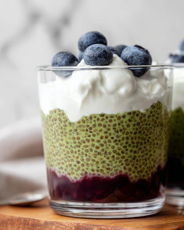 Blueberry Matcha Chia Pudding Recipe