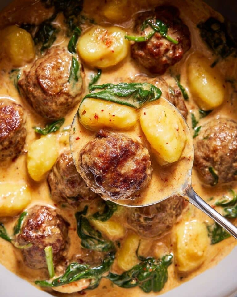 Slow-Cooker Tuscan Chicken Meatballs with Gnocchi Recipe