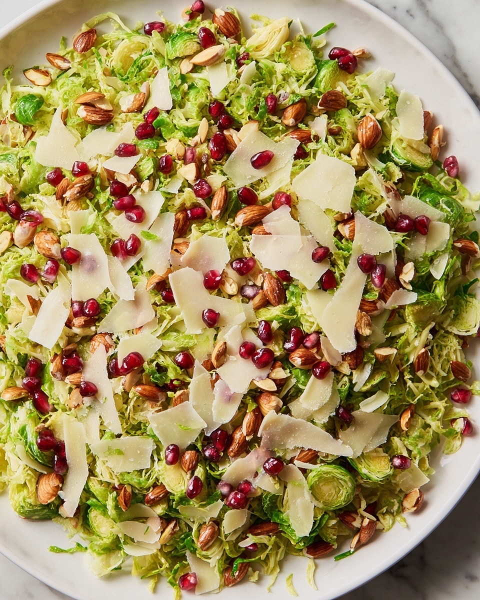 Brussels Sprout Salad with Lemon, Parsley, Almonds, and Pomegranate Seeds Recipe