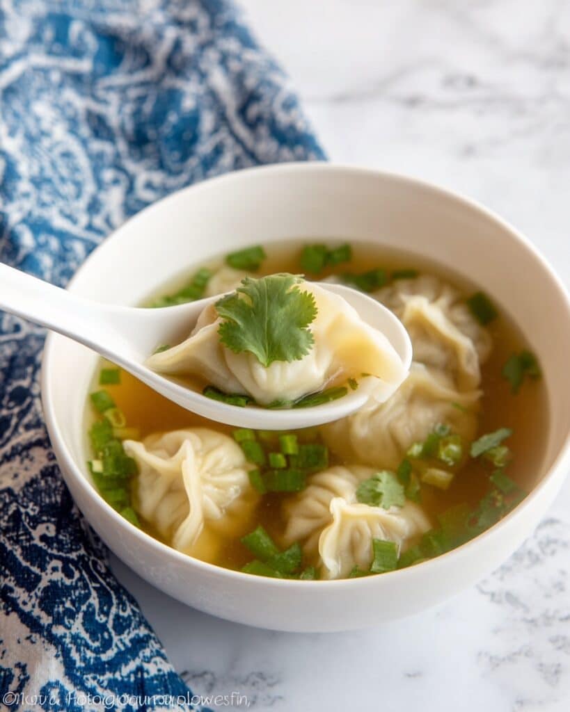 Delicious Wonton Soup with Ginger, Garlic, and Green Onions Recipe