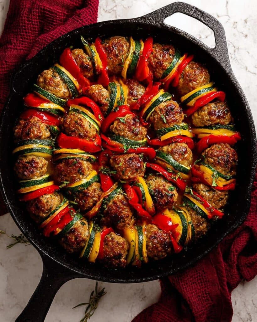 Moroccan Spiral Meatball Zucchini Bake Recipe