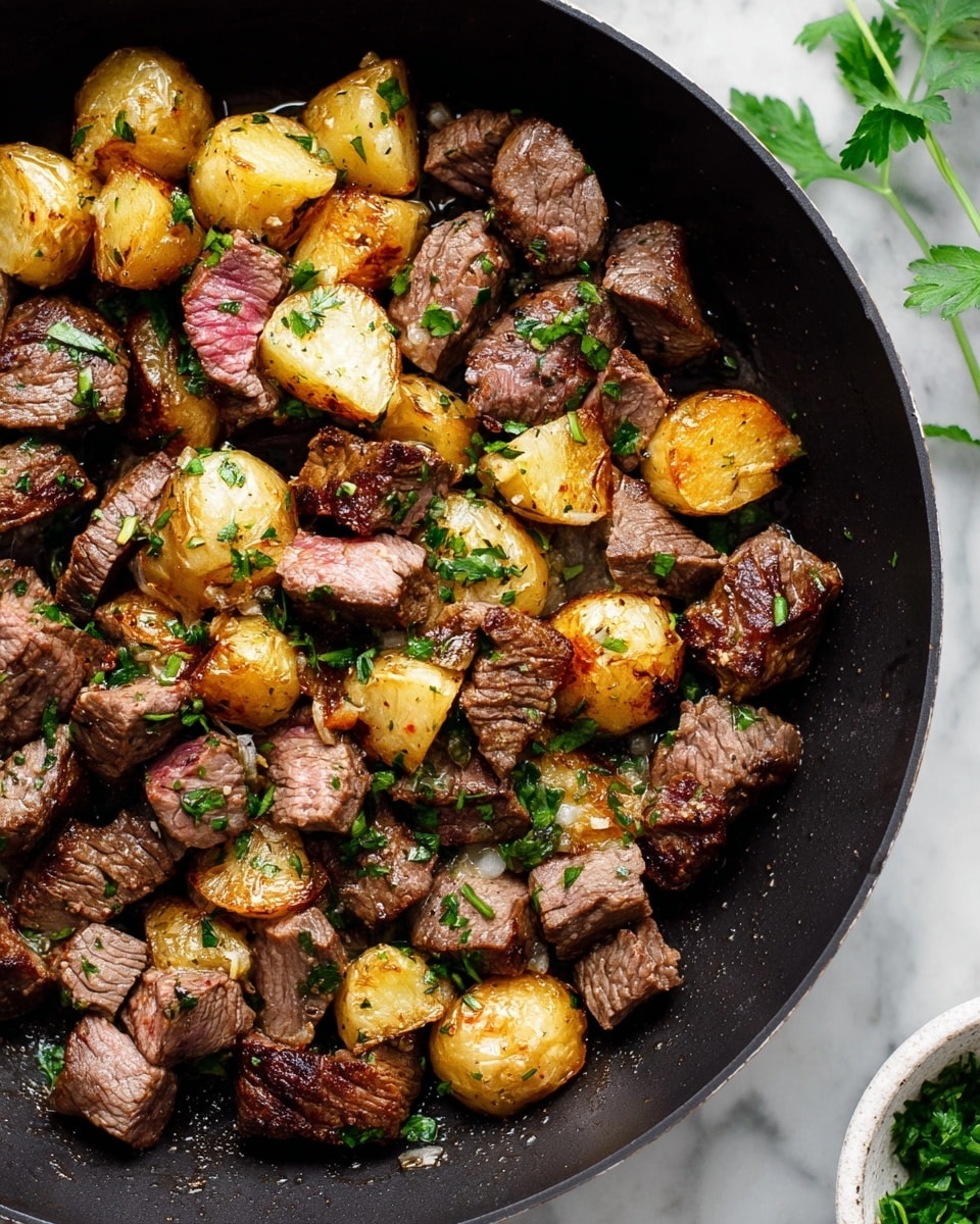 Garlic Butter Steak Bites and Potatoes Recipe
