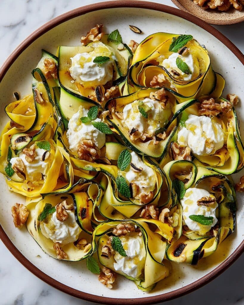 Grilled Zucchini with Ricotta, Walnuts, and Fresh Herbs Recipe