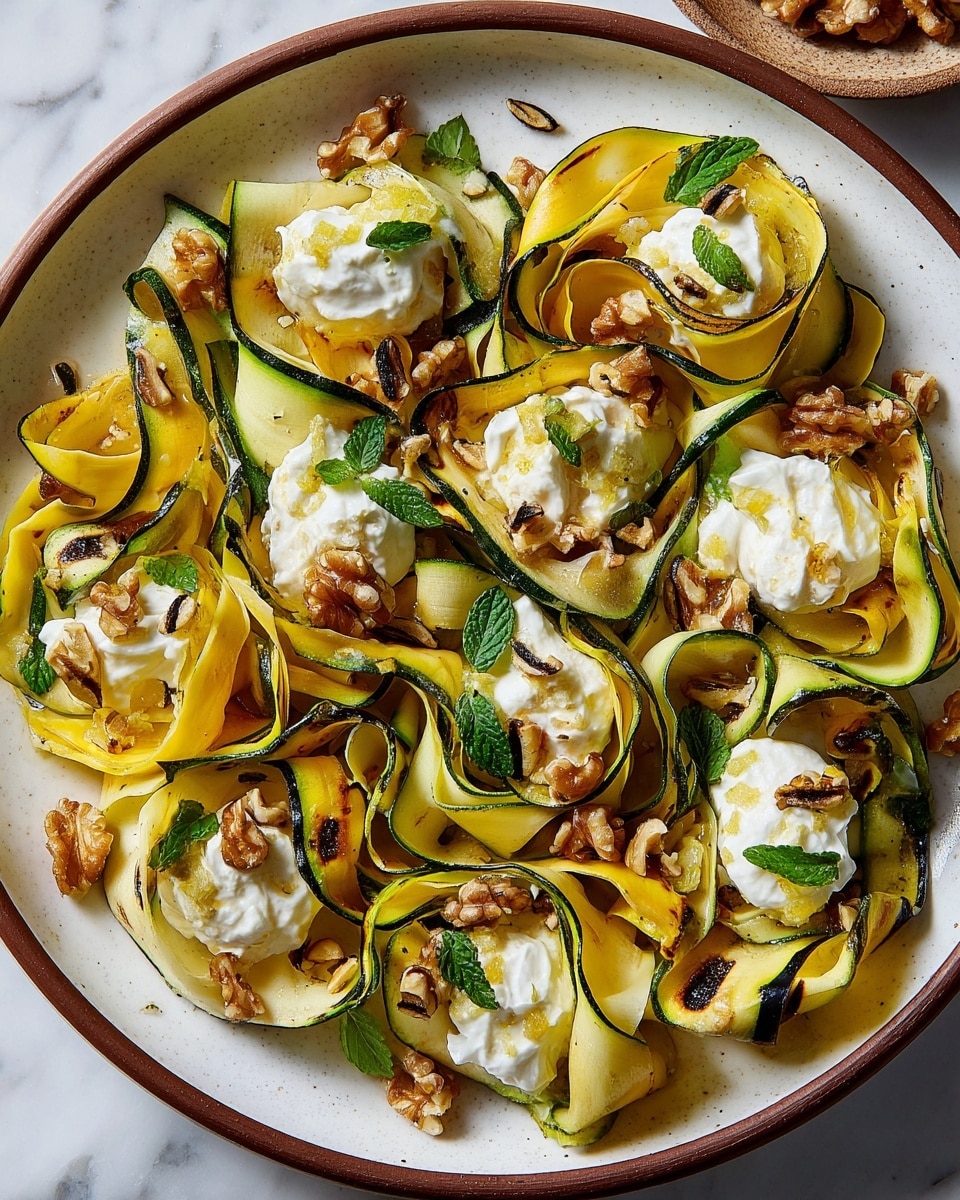 Grilled Zucchini with Ricotta, Walnuts, and Fresh Herbs Recipe