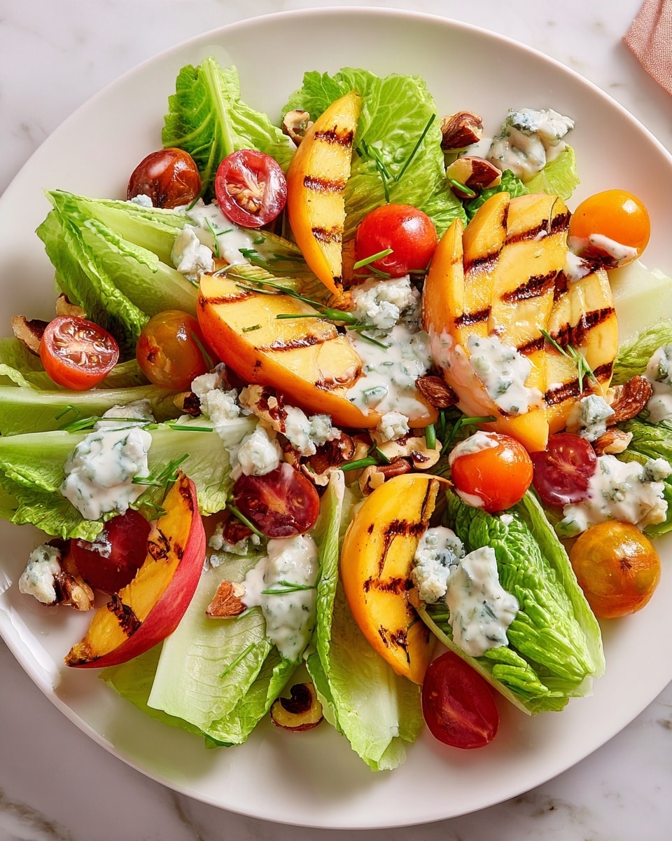 Grilled Peach Salad with Blue Cheese and Herb Dressing Recipe