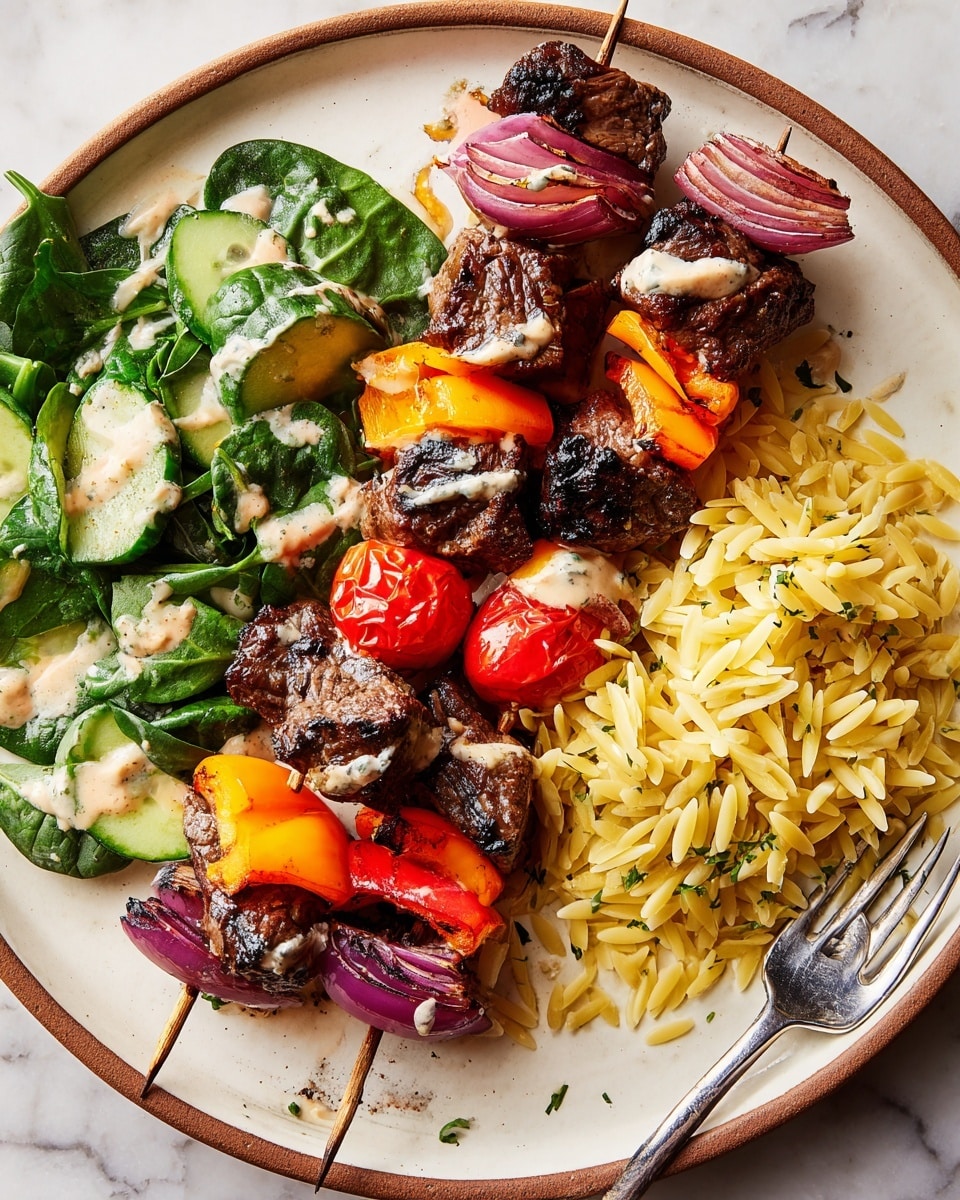 Steak Kebab Bowls with Lemon-Garlic Tahini Dressing Recipe