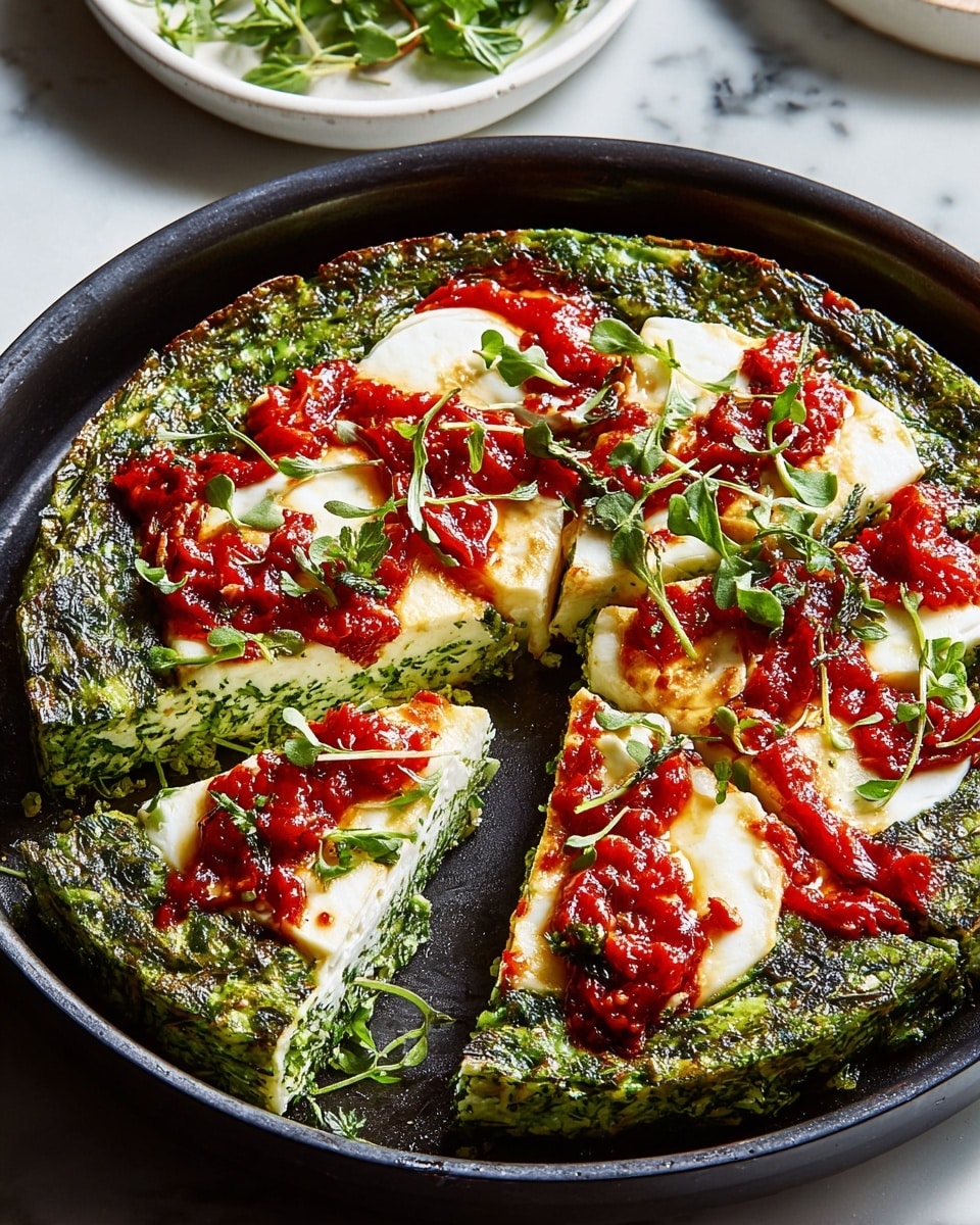 Baked Feta Frittata with Fresh Herbs and Harissa Drizzle Recipe