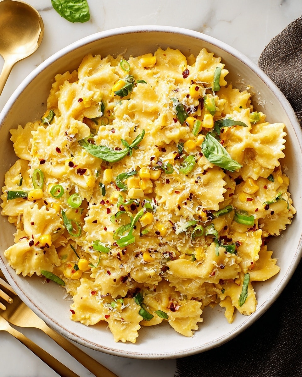 Creamy Corn Pasta with Basil and Parmesan Recipe