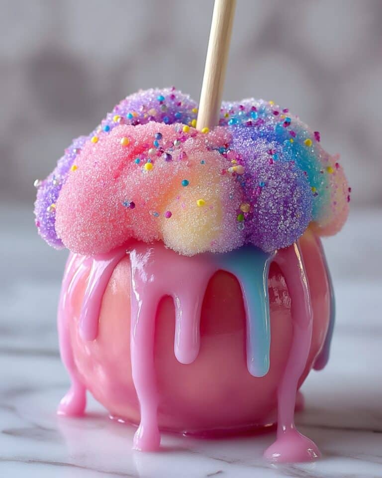 Colorful Cotton Candy-Coated Candy Apples Recipe