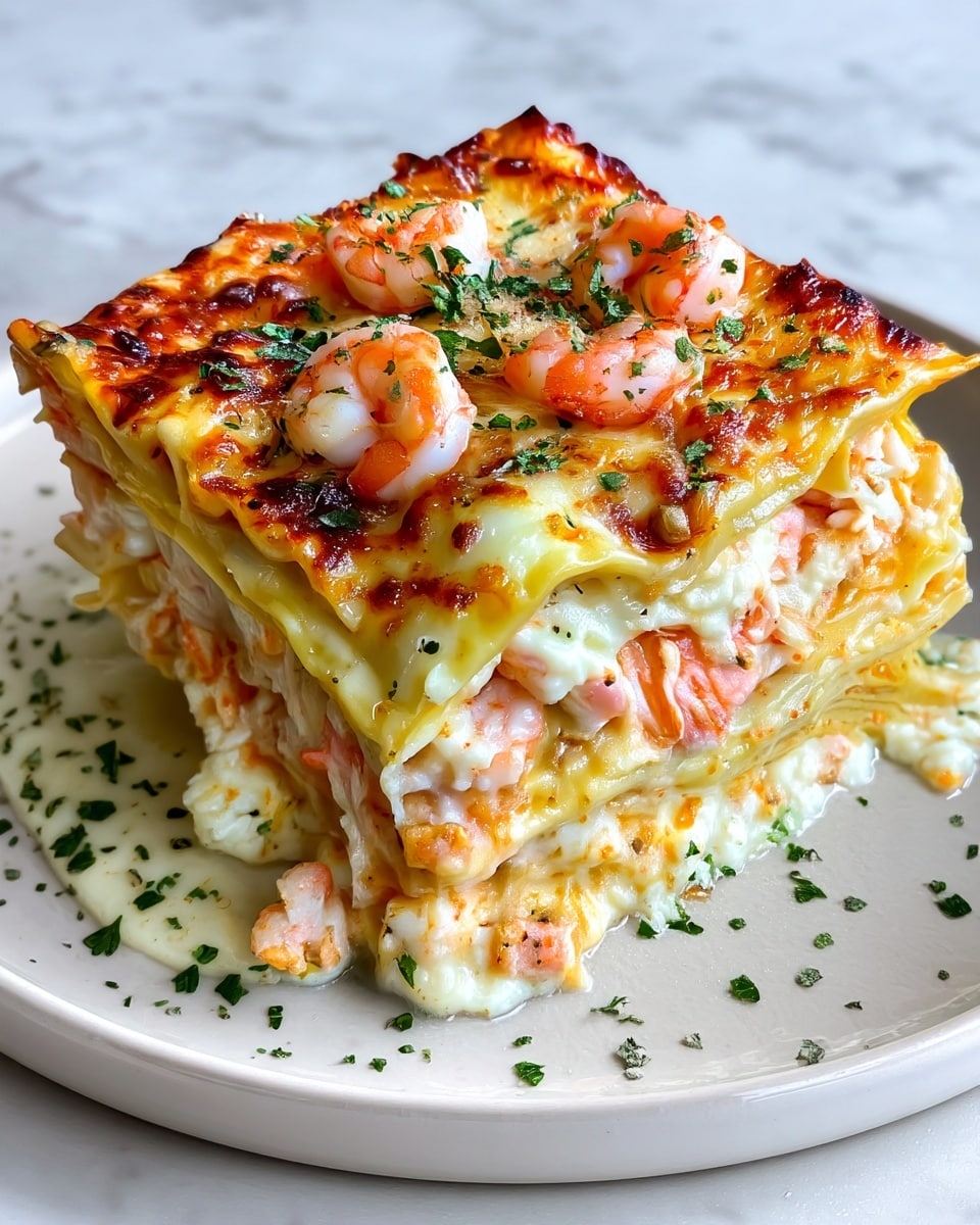 Seafood Lasagna with Shrimp, Crab, and Alfredo Sauce Recipe